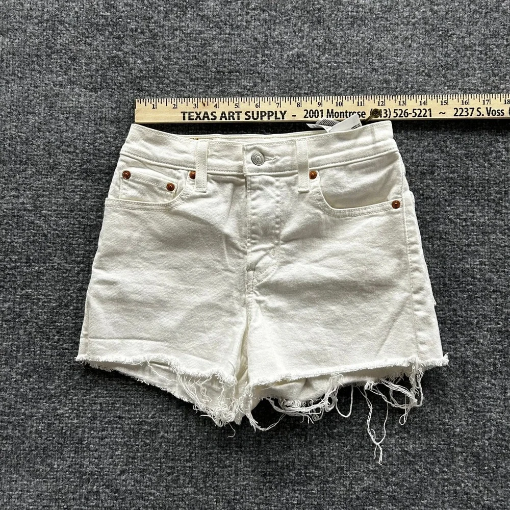 Levi's Denim Shorts Womens Size 26 White High Waisted Raw Hem Cutoff Casual
